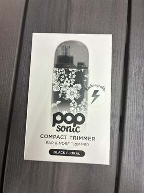 Pop Sonic Compact Ear & Nose Trimmer, Black Floral Pattern